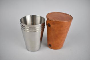 A Mid 20th Century Leather Cased Set of Four Stainless Steal Stirrup Cups