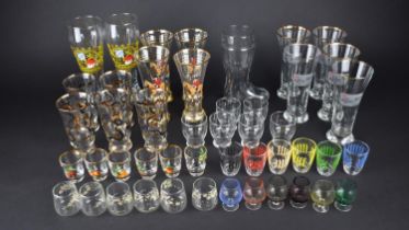 A Collection of Various Drinking Glasses to Comprise Tuborg Advertising Glasses, Shot Glasses etc