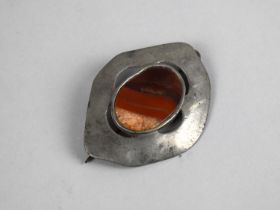 A Vintage Pewter Brooch with Inset Stone