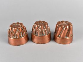 Three Late Victorian/Edwardian Copper Jelly Moulds, All 6cms High