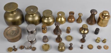 A Collection of Various Brass Weights to include Imperial and Metric Examples