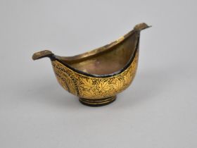 An Indian Lacquered and Bronzed Lined Pap/Vessel of Boat Form, Gilt Foliage decoration on Black