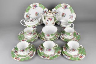 An Early/Mid 20th Century Aynsley Tea Set Decorated with Green Inset and Floral Trim to Comprise Tea