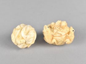 Two Reproduction Japanese Faux Bone Okimonos