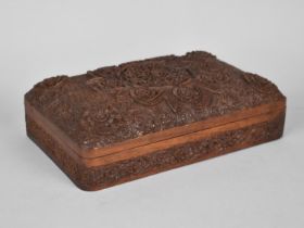 A Well Worked and Carved Wooden Indian Box, 20.5x15.5x5cms High