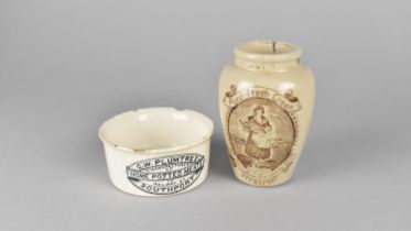 A Late 19th/early 20th century Pure Fresh Cream Pot together with a GW Plum Tree Home Potted Meats