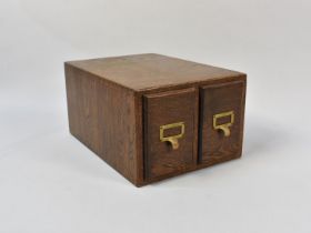 An Early 20th Century Oak Two Drawer Card Index File, 28.5cms by 20cms High