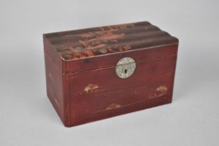 An Early/Mid 20th Century Oriental Lacquered Tea Caddy, Complete with Lids, Decorated with Birds