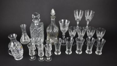 A Collection of Cut and Moulded Glassware to Comprise Spirit Decanter, Drinking Glasses etc