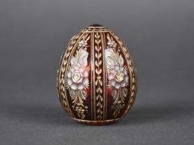A Faberge Style Ruby Glass Egg, 6cms High