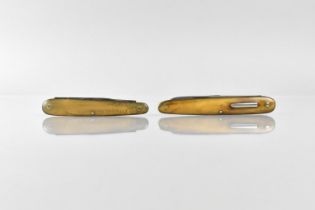 Two Army & Navy Horn Handled Pocket Knives, the One Example Having Inscription "A.C.L Wilkinson