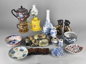 A Collection of Various Oriental Items to comprise Chinese Porcelain Enamelled Teapot Decorated with