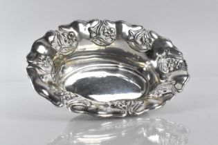 An Edwardian Silver Oval Dish with Pierced Art Nouveau Influenced Rim by Charles S Green & Co Ltd,