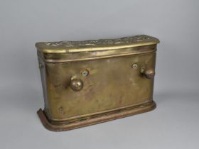 A Late 19th Century Brass Footman having Pierced Top, 'Home Sweet Home', Two Ball Knobs to Front,