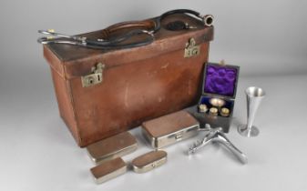 A Vintage Leather Doctors Case, Top Compartment Containing Quantity of Various Vintage and Later