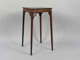 A Mahogany Side Table with Pierced Brackets on Tapering Square Legs, 32cms Square Top, 51cms High (