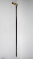 A Rosewood and Horn Handled Walking Stick with Silver Collar, Birmingham Hallmark, 58cms High