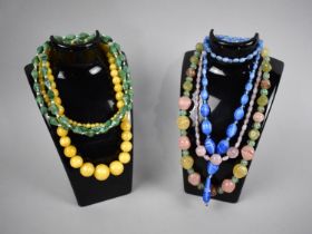 A Collection of Five Vintage Satin Style Glass Necklaces