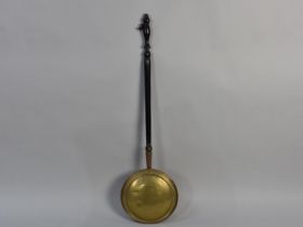 A Late 19th Century Bed Warming Pan with Turned Wooden Handle