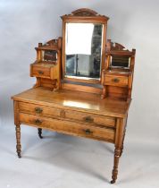 A Late Victorian/Edwardian Dressing Table, Base with two Short and One Long Drawers on Turned