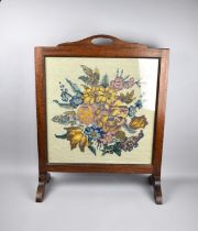 20th Century Oak Framed Tapestry Fire Screen, 52cms Wide