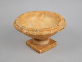 A Carved and Turned Marble Pedestal Bowl on Square Base, 15cms Diameter