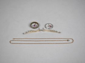 A Small Collection of Jewellery to Comprise Drop Earrings, Pink Stone Stud Earrings and a Chain