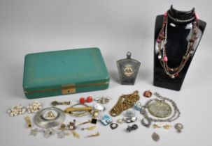 A Jewellery Box Containing Various Costume Jewellery to Comprise Pendants, Brooches, Chains Etc