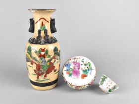 Three Pieces of Chinese Porcelain to Comprise Qing Dynasty Small Cup, Qing Dynasty Porcelain Por and