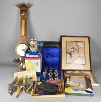 A Collection of Sundries to include Modern Wheel Barometer with Thermometer, Framed Pictures and