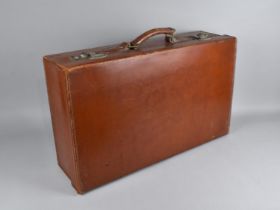 A Vintage Leather Travelling Case Monogrammed TFG, 60cms Wide