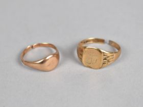 Two 9ct Gold Signet Rings (Both with Cut Bands) Total Weight 6.7gms