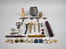 A Collection of Various Curios to comprise Wrist Watches, Corkscrew, Novelty Whyte and Mackays