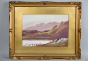 A Gilt Framed Gouache, Highland Landscape Signed E Dell, 33x24cms