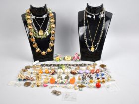 A Collection of Various Costume Jewellery to comprise Necklaces, Brooches, Earrings Etc