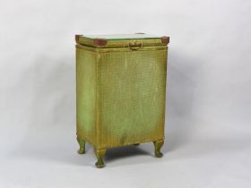 A Lloyd Loom Linen Box with Glass Top, 57.5cms High