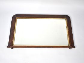 A Late Victorian/Edwardian Inlaid Overmantel Mirror, 84cms Wide