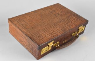 A Good Quality Crocodile Skin Writing Case Monogrammed BM and Having Hinged Lid with Fitted