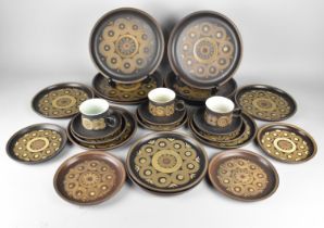 A Collection of Denby Arabesque to Comprise Large Plates, Small Plates, Side Plates, Saucers and