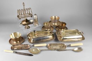 A Collection of Various Silver Plate to Comprise Entree Dishes, Bowls on Stands, Toast Rack etc