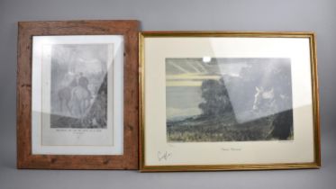 A Framed Hunting Gilbert Holiday Print, 'Treading on Air-Or Love in a Mist' and a Framed Limited