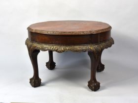 An Edwardian Circular Burr Walnut Coffee Table on Short Cabriole Supports with Claw and Ball Feet,