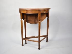 An Edwardian Single Drop Leaf Demilune Side Table on Tapering Square Supports, 60cms Wide