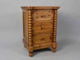 A Pine Three Drawer Chest with Bobbin Pilasters, 50cms Wide