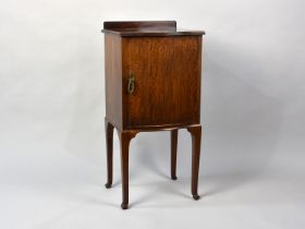 An Edwardian Serpentine Front Mahogany Bedside Cabinet, Galleried Back, 38cms Wide