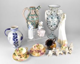 A Collection of Various Ceramics to Comprise Spanish Glazed Jug, Porcelain Vase of Urn Form (AF),