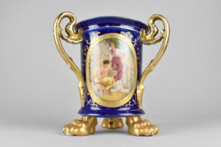 A 19th/20th Century Vienna Porcelain Tyg of Inverted Cylindrical Form Having Hand Painted