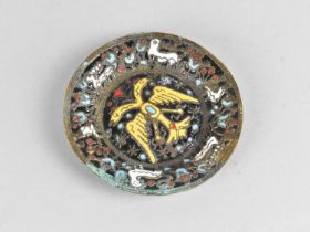 A Circular Enamelled Pin Dish Decorated with Two Headed Eagle, 8.5cms Diameter