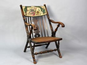 A Victorian/Edwardian Cane Seated Chair with Turned Supports and Spindle Back having Central Pierced