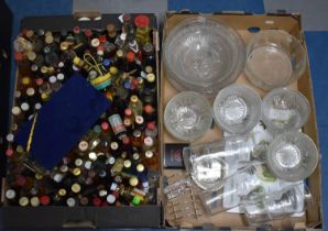 A Box of Various Liqueur Miniatures together with Various Glassware